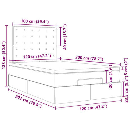 Struttura Letto Pouf con Materasso Rosa 120x200 cm Velluto