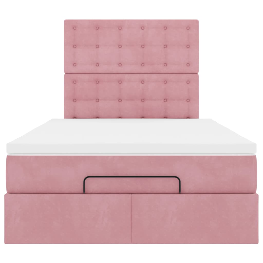 Struttura Letto Pouf con Materasso Rosa 120x200 cm Velluto | homemem39