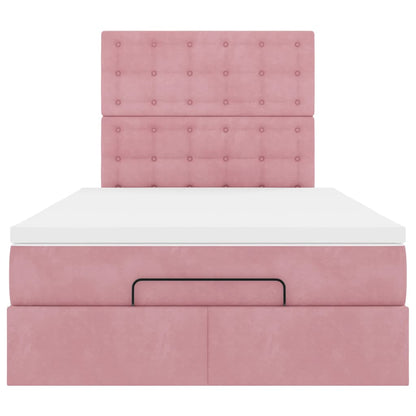 Struttura Letto Pouf con Materasso Rosa 120x200 cm Velluto