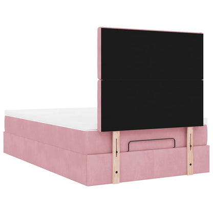 Struttura Letto Pouf con Materasso Rosa 120x200 cm Velluto | homemem39