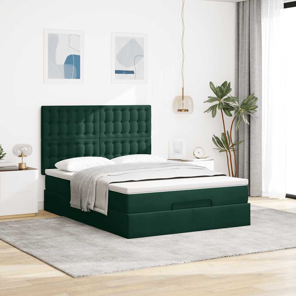Struttura Letto Pouf con Materassi 140x190 cm in Velluto | homemem39