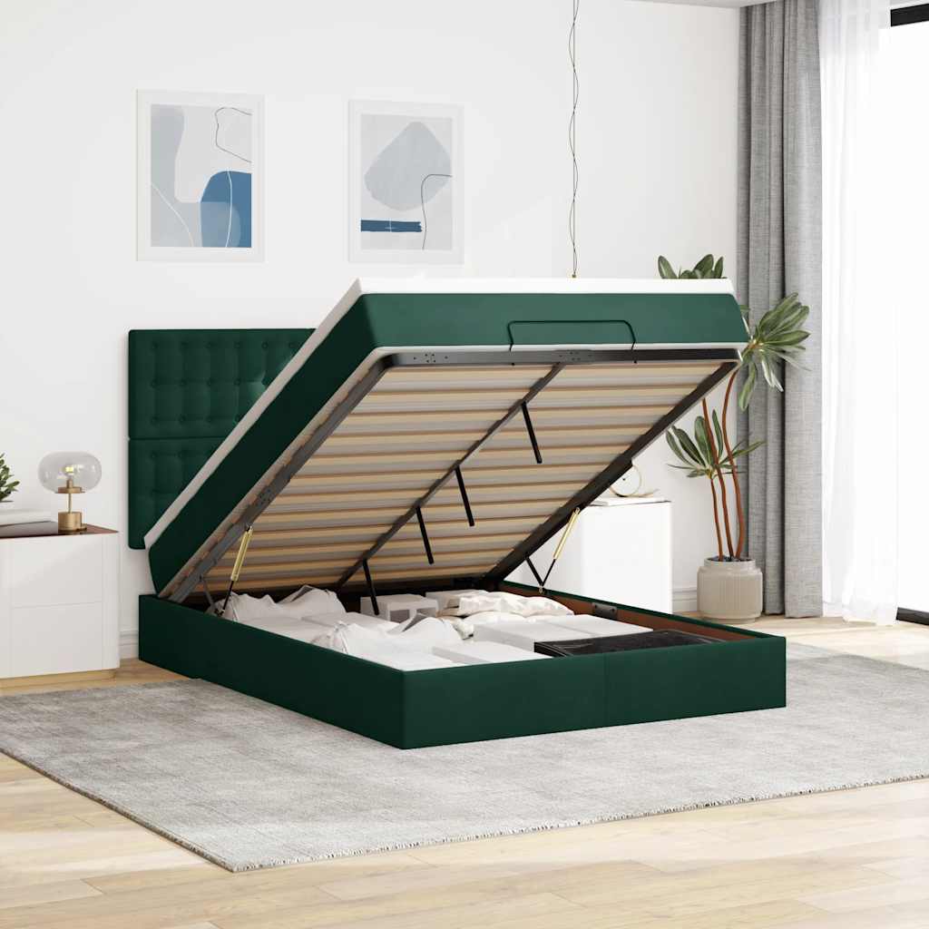 Struttura Letto Pouf con Materassi 140x190 cm in Velluto | homemem39