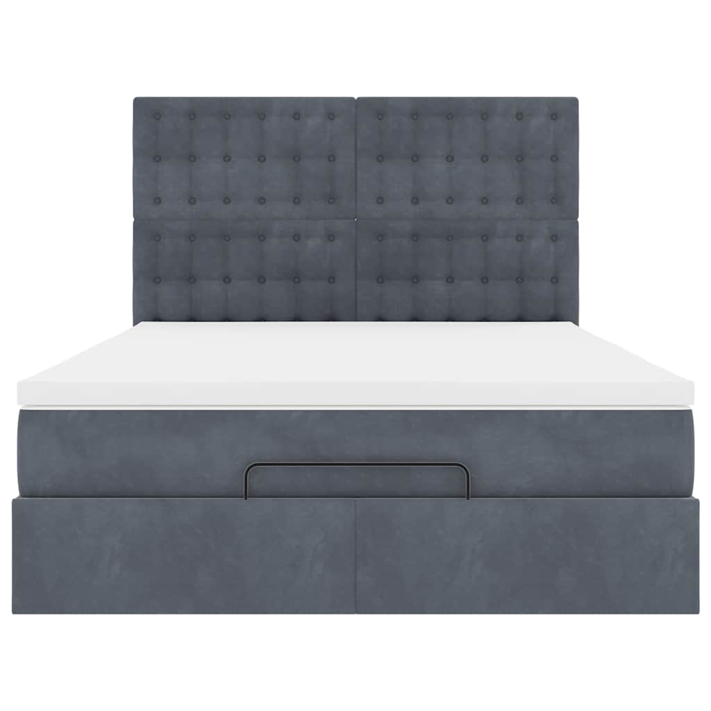 Struttura Letto Pouf con Materassi 140x200 cm in Velluto