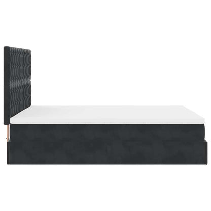 Struttura Letto Pouf con Materassi Nero 140x200 cm in Velluto