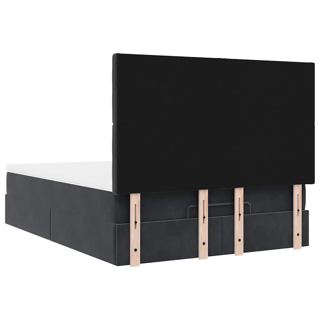 Struttura Letto Pouf con Materassi Nero 140x200 cm in Velluto