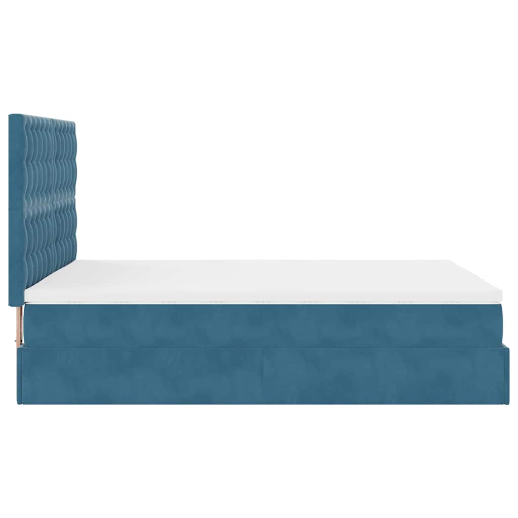 Struttura Letto Pouf con Materassi Blu 140x200cm in Velluto - homemem39