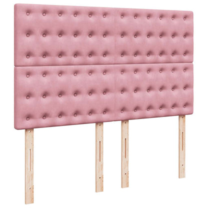 Struttura Letto Pouf con Materassi Rosa 140x200 cm in Velluto