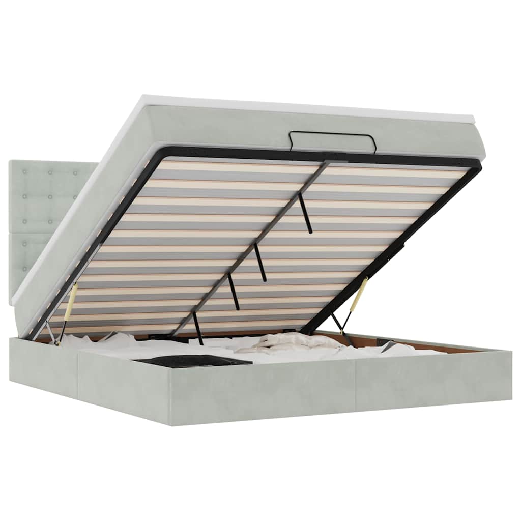 Struttura Letto Pouf con Materassi 160x200 cm in Velluto - homemem39