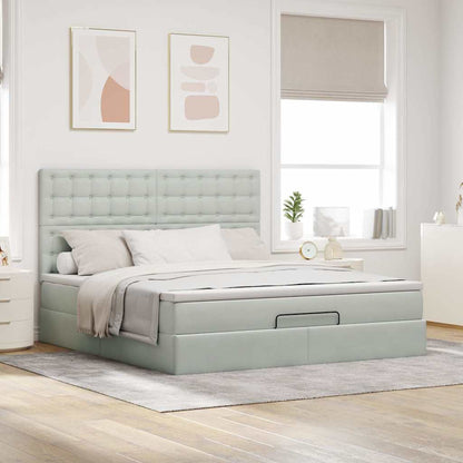 Struttura Letto Pouf con Materassi 160x200 cm in Velluto
