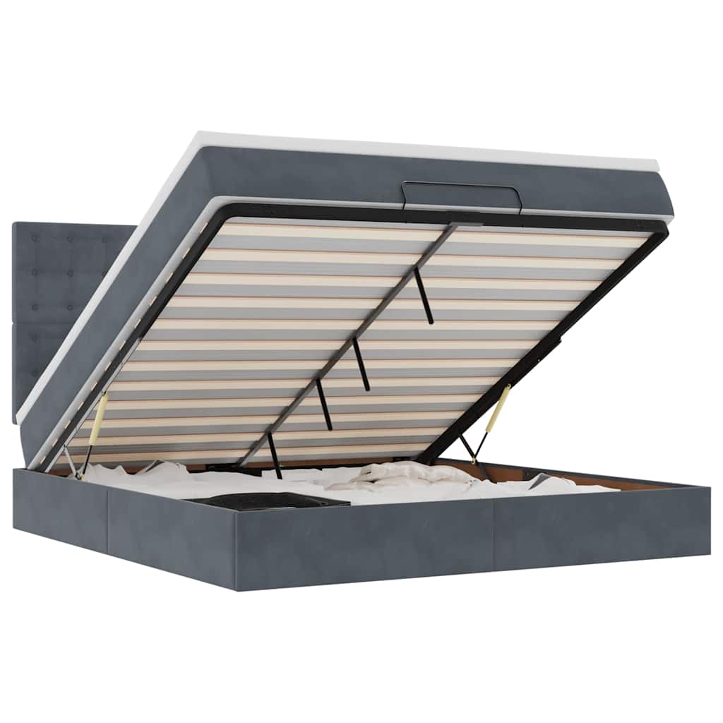 Struttura Letto Pouf con Materassi 160x200 cm in Velluto - homemem39