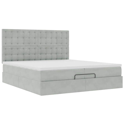 Struttura Letto Pouf con Materassi 200x200 cm Velluto | homemem39
