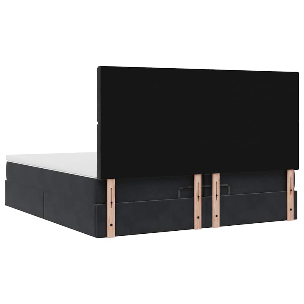Struttura Letto Pouf con Materassi Nero 200x200 cm Velluto | homemem39