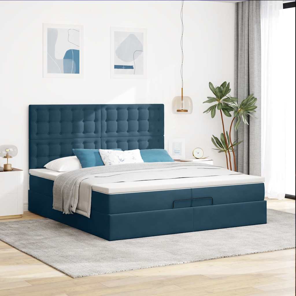 Struttura Letto Pouf con Materassi 200x200 cm Velluto | homemem39