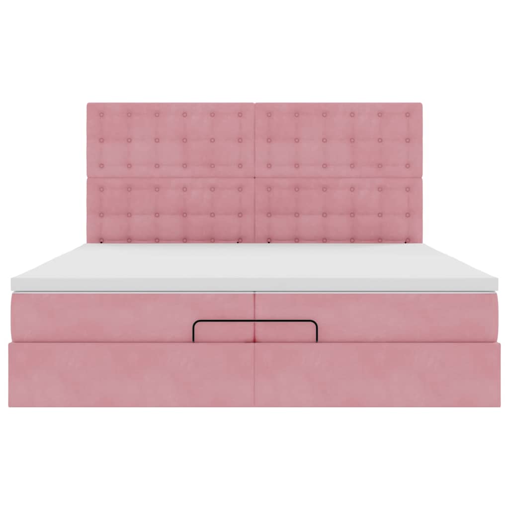Struttura Letto Pouf con Materassi Rosa 200x200 cm Velluto | homemem39