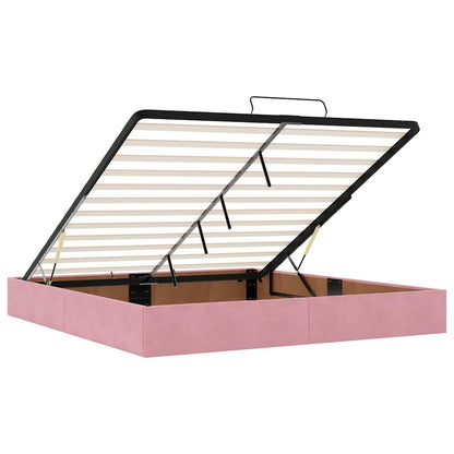 Struttura Letto Pouf con Materassi Rosa 200x200 cm Velluto | homemem39