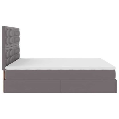 Struttura Letto Pouf con Materassi Grigio 160x200 cm Similpelle