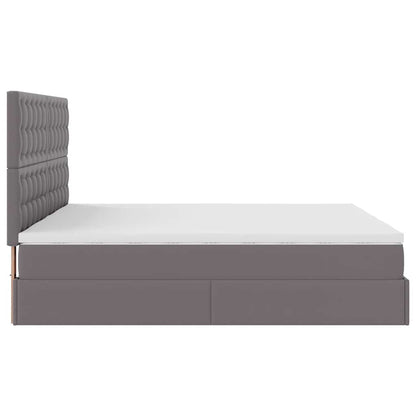 Struttura Letto Pouf con Materassi Grigio 200x200 cm Similpelle