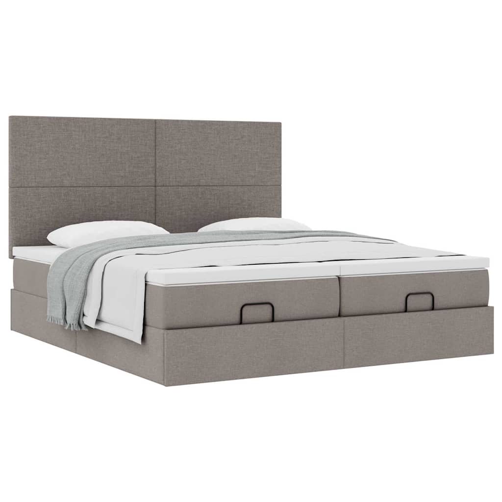 Struttura Letto Pouf con Materassi Tortora 160x200cm in Tessuto | homemem39
