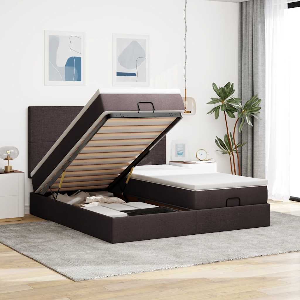 Struttura Letto Pouf con Materassi 180x200 cm in Tessuto