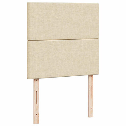 Struttura Letto Pouf con Materassi Crema 180x200 cm in Tessuto