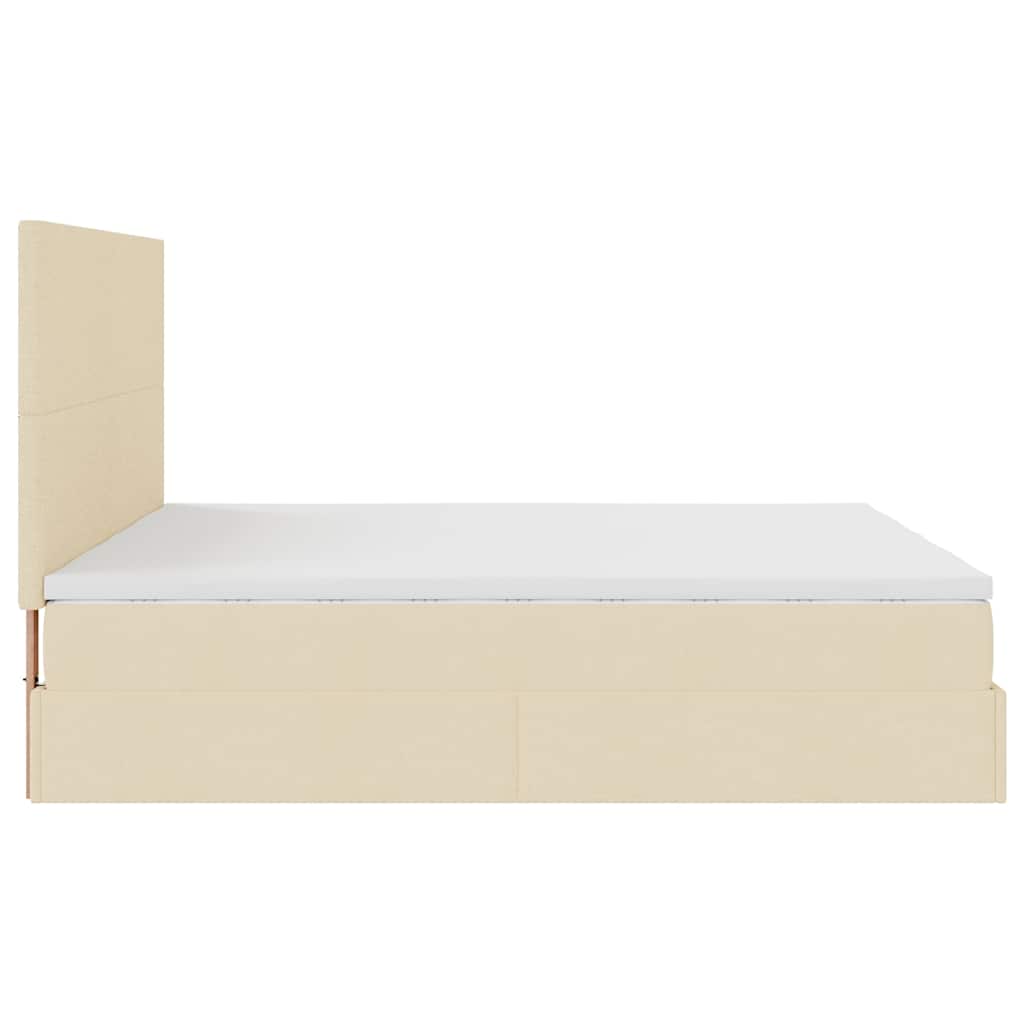 Struttura Letto Pouf con Materassi Crema 180x200 cm in Tessuto