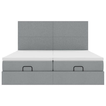 Struttura Letto Pouf con Materassi 200x200 cm in Tessuto