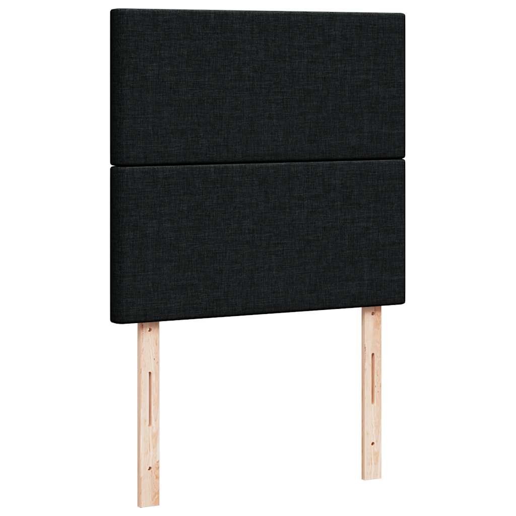 Struttura Letto Pouf con Materassi Nero 200x200 cm in Tessuto