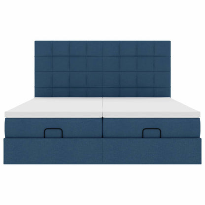 Struttura Letto Pouf con Materassi Blu 160x200 cm in Tessuto | homemem39