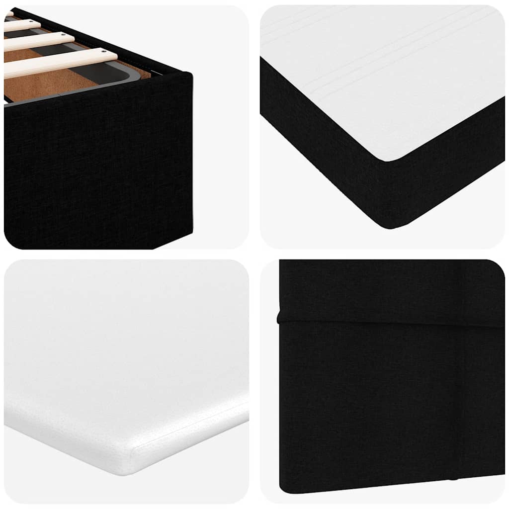 Struttura Letto Pouf con Materassi Nero 180x200 cm in Tessuto