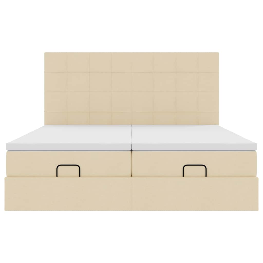 Struttura Letto Pouf con Materassi Crema 180x200 cm in Tessuto