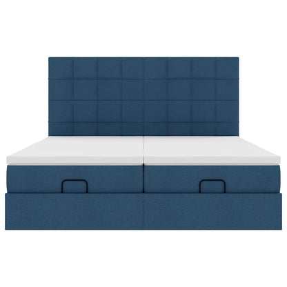 Struttura Letto Pouf con Materassi Blu 180x200cm in Tessuto