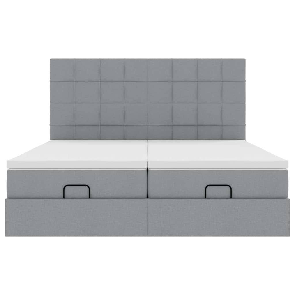 Struttura Letto Pouf con Materassi 200x200 cm in Tessuto