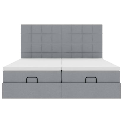 Struttura Letto Pouf con Materassi 200x200 cm in Tessuto