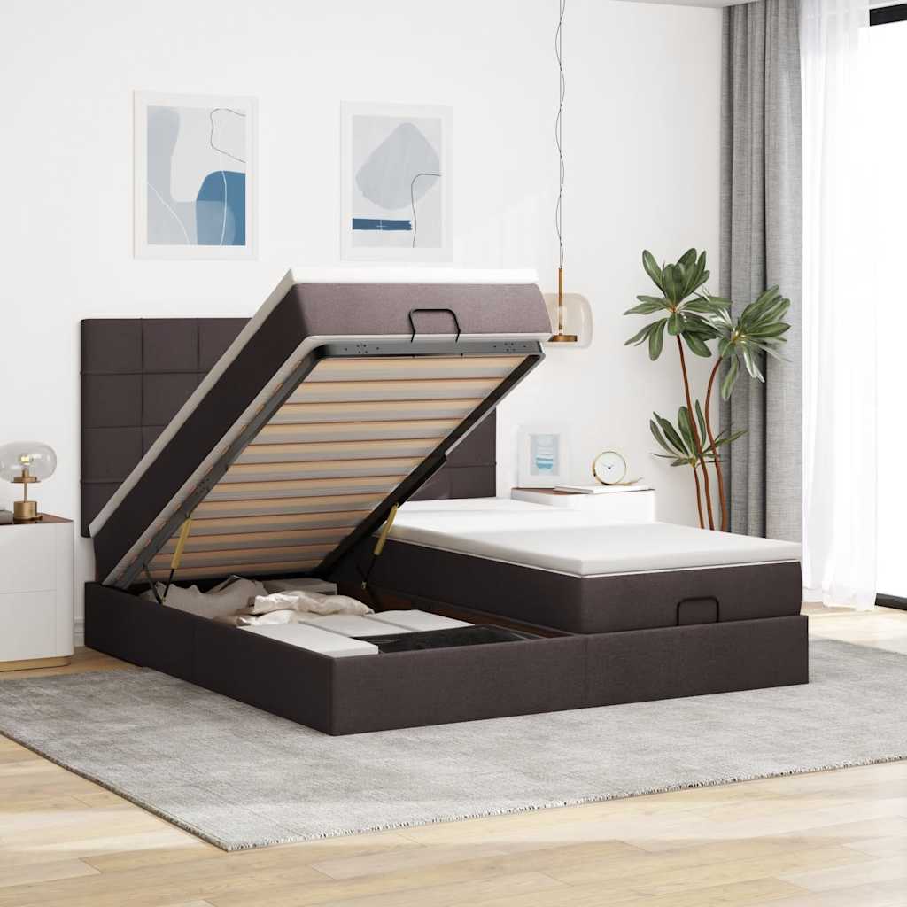 Struttura Letto Pouf con Materassi 200x200 cm in Tessuto