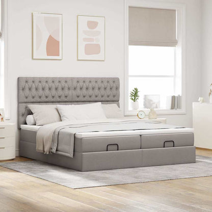 Struttura Letto Pouf con Materassi Tortora 160x200cm in Tessuto
