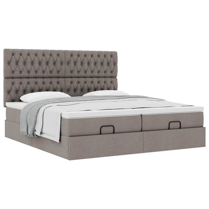 Struttura Letto Pouf con Materassi Tortora 160x200cm in Tessuto | homemem39