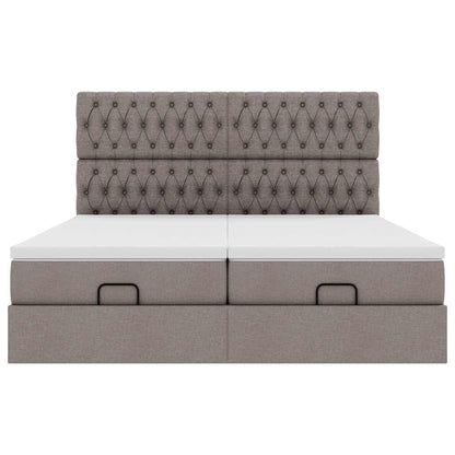 Struttura Letto Pouf con Materassi Tortora 160x200cm in Tessuto