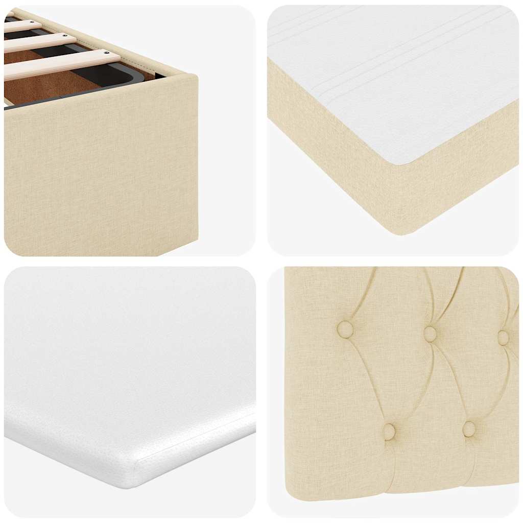 Struttura Letto Pouf con Materassi Crema 180x200 cm in Tessuto