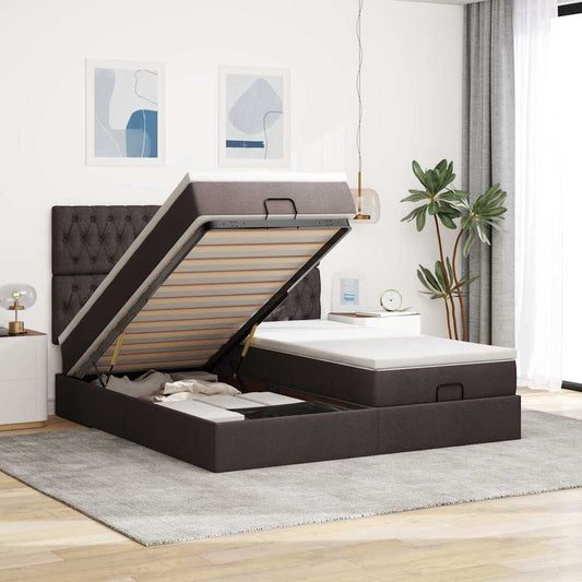 Struttura Letto Pouf con Materassi 200x200 cm in Tessuto | homemem39
