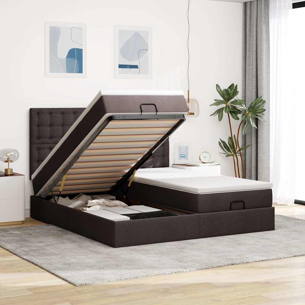 Struttura Letto Pouf con Materassi 160x200 cm in Tessuto | homemem39