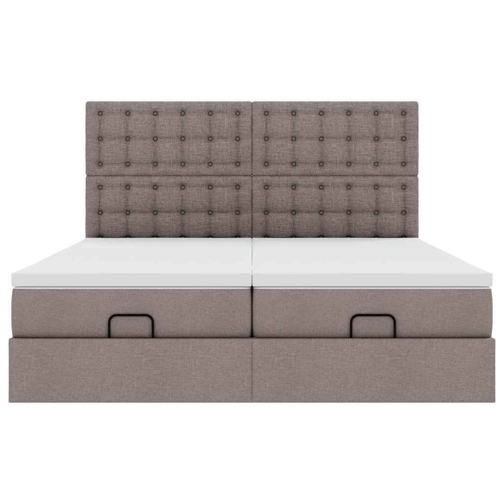 Struttura Letto Pouf con Materassi Tortora 160x200cm in Tessuto