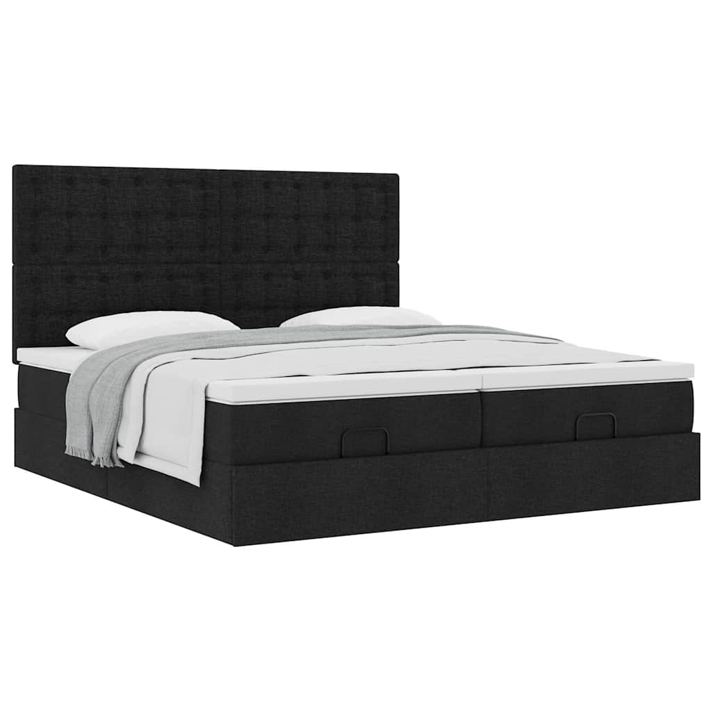 Struttura Letto Pouf con Materassi Nero 180x200 cm in Tessuto | homemem39