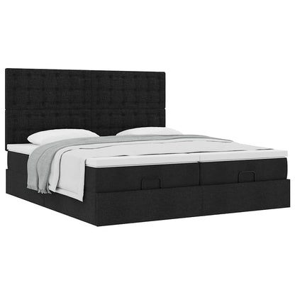 Struttura Letto Pouf con Materassi Nero 180x200 cm in Tessuto | homemem39