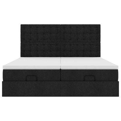 Struttura Letto Pouf con Materassi Nero 180x200 cm in Tessuto | homemem39