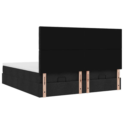 Struttura Letto Pouf con Materassi Nero 180x200 cm in Tessuto | homemem39