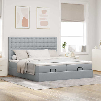 Struttura Letto Pouf con Materassi 200x200 cm in Tessuto