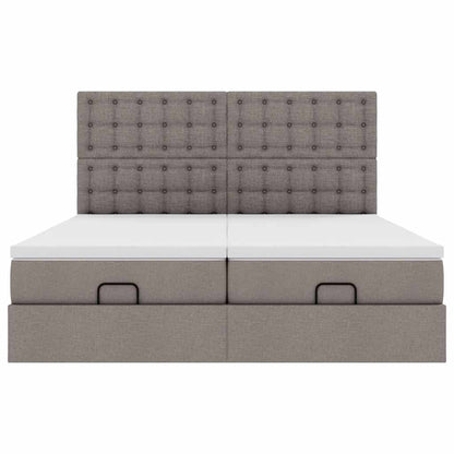 Struttura Letto Pouf con Materassi Tortora 200x200 cm Tessuto