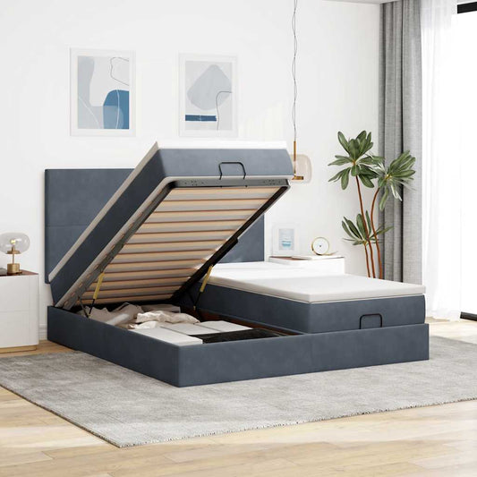 Struttura Letto Pouf con Materassi 160x200 cm in Velluto
