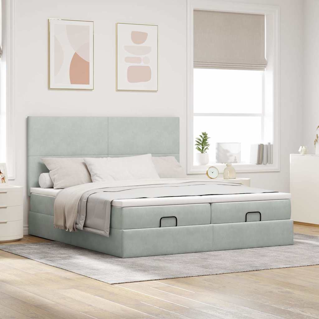 Struttura Letto Pouf con Materassi 180x200 cm Velluto
