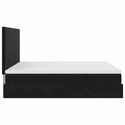 Struttura Letto Pouf con Materassi Nero 180x200 cm in Velluto